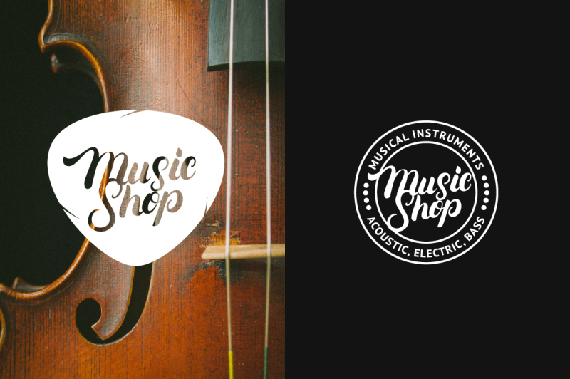 music-and-guitar-shop-logo-set