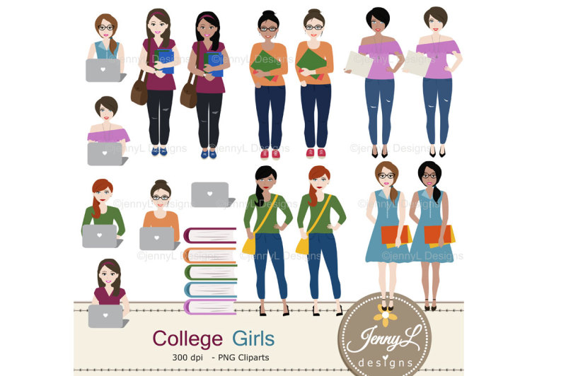 college-girls-digital-papers-and-clipart-set