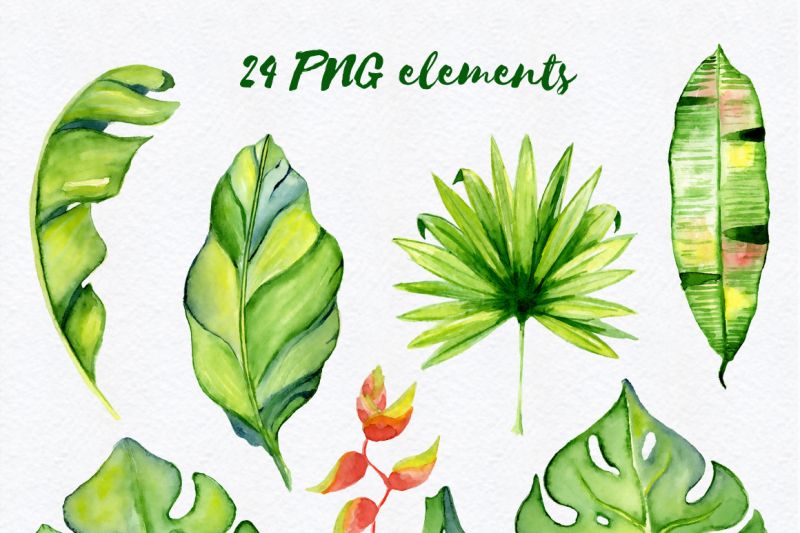 tropical-leaves-watercolor-jungle-clipart