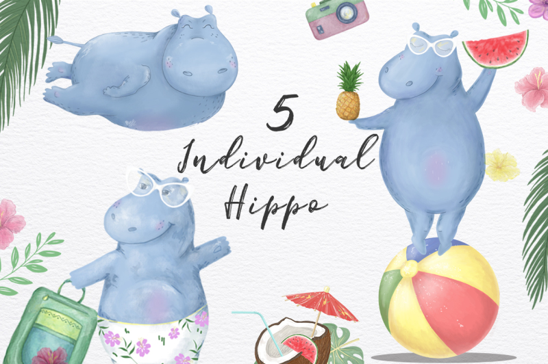 cute-hippo-funny-safari-animals-digital-hippopotamus