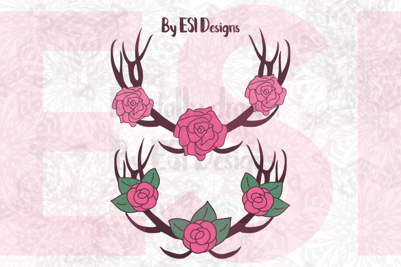 boho-style-deer-antlers-and-rose-svg-dxf-eps-and-png-cutting-files-clipart-and-printables