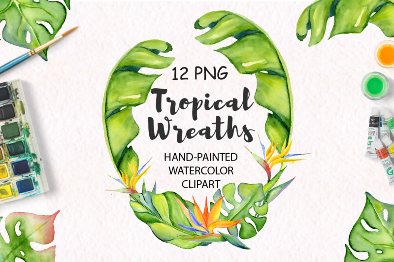 tropical-wreaths-watercolor-jungle-clipart