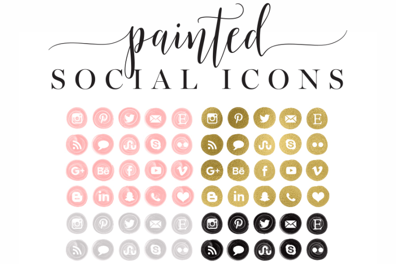 painted-and-gold-foil-social-icons-social-media-buttons