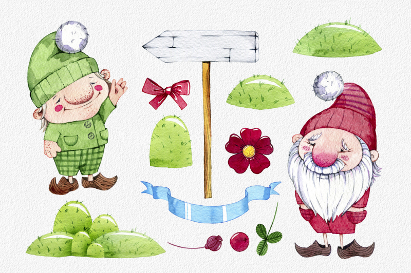 hand-drawn-watercolor-fairy-gnomes