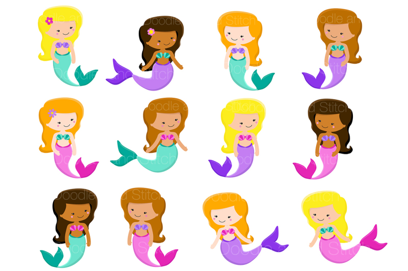 cute-mermaids-clipart-set