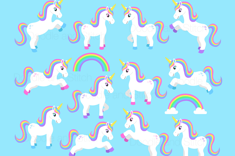 rainbow-unicorn-clipart-set