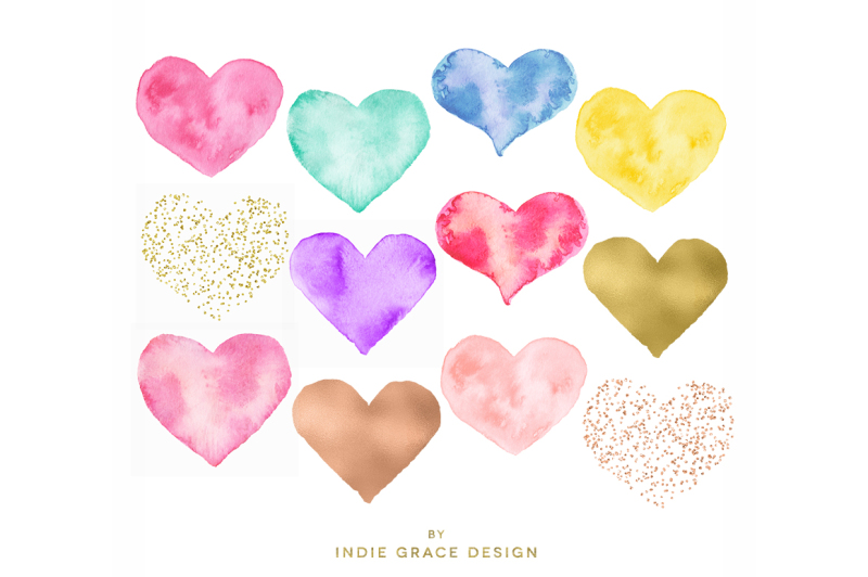 watercolor-gold-foil-rose-gold-and-confetti-heart-shapes-watercolor-heart-forms