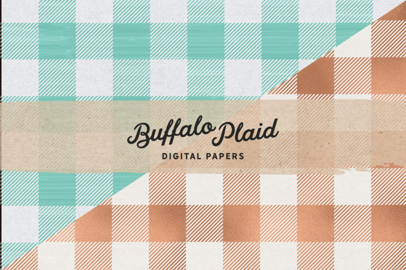 vintage-buffalo-plaid-digital-papers-buffalo-check-plaid-soft-pastel-colors-rose-gold-textures