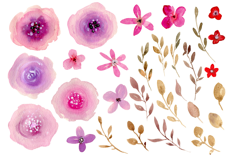 purple-and-pink-watercolor-flowers