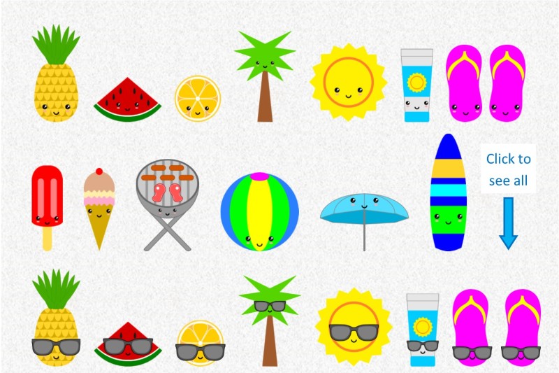 summer-clip-art-collection-30-elements-kawaii-style-1-for-a-limited-time