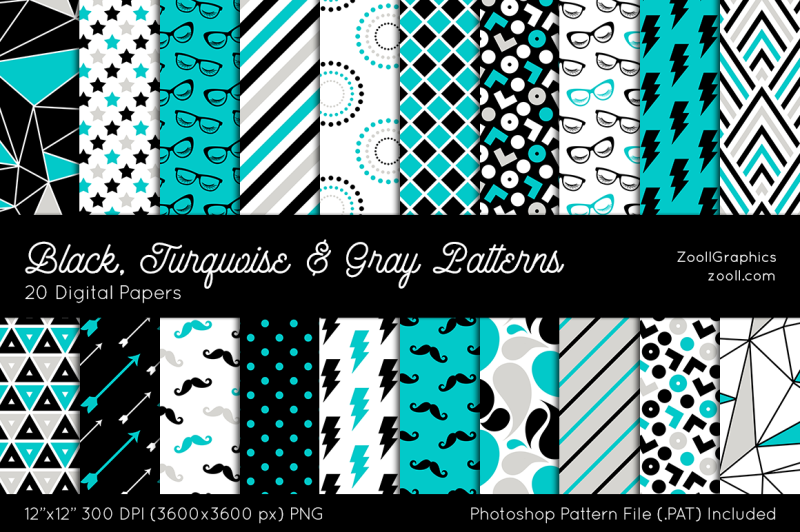 black-turquoise-and-gray-digital-papers