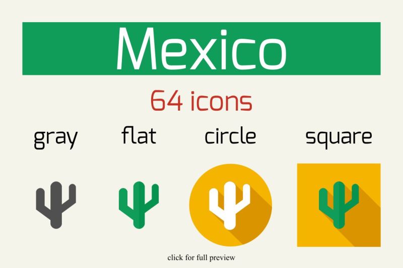 mexico-flat-icons-set