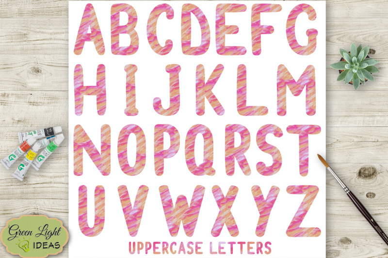 pink-and-orange-painted-alphabet-clipart