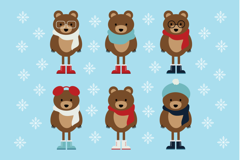 winter-bears-clip-art-set