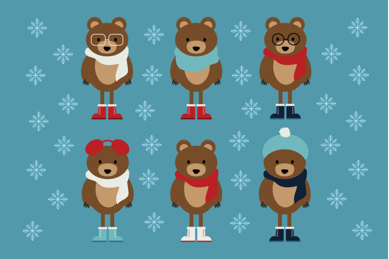 winter-bears-clip-art-set