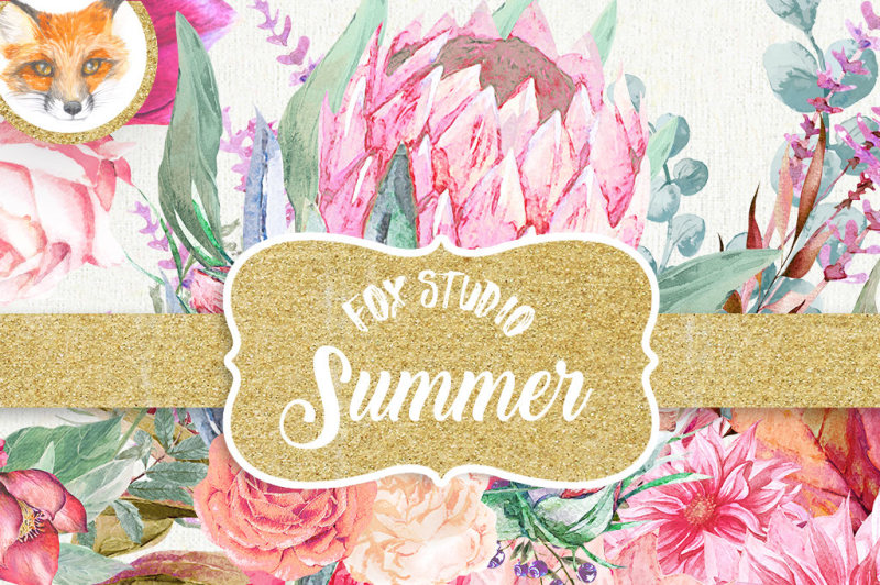 watercolor-clipart-summer-hand-painted-watercolor-pink-and-purple-flowers-and-weeping-floral-arranements-for-instant-download