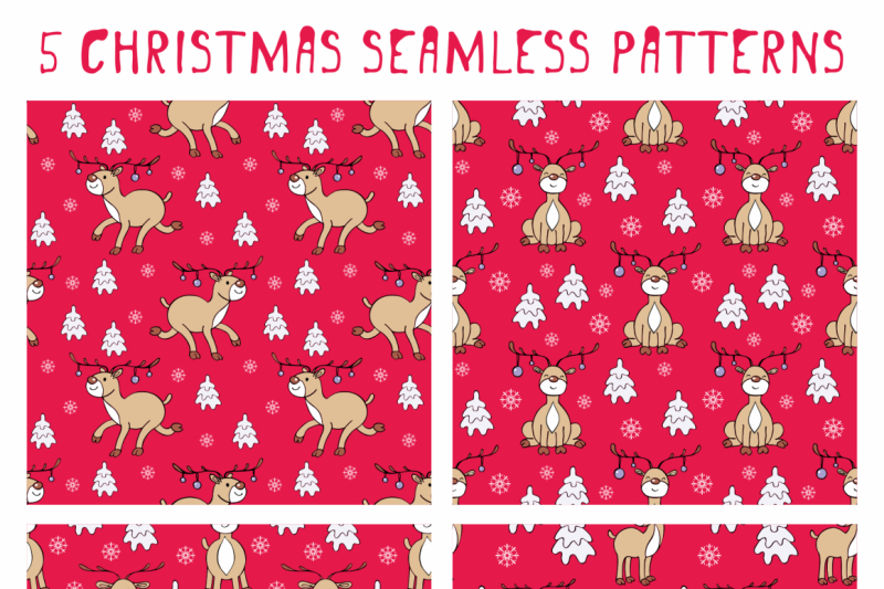 funny-deer-christmas-clip-arts-and-seamless-patterns