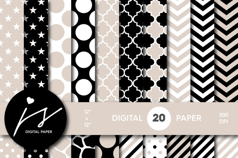 black-and-beige-digital-paper-pa-198