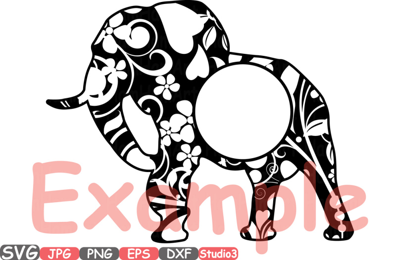 elephant-circle-mascot-frames-jungle-animal-safari-flower-monogram-cutting-files-svg-silhouette-cricut-design-studio3-cameo-dxf-jpg-zoo-371s