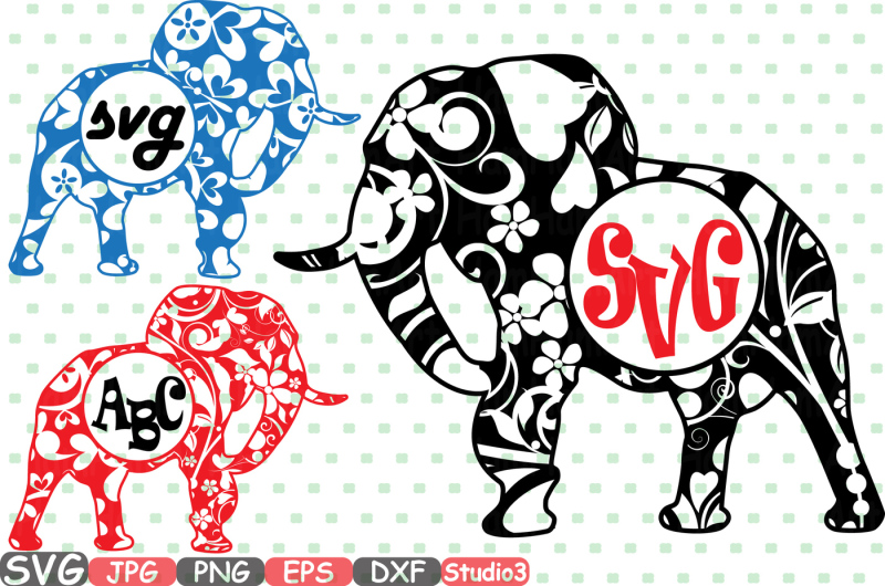 Download Elephant Circle Mascot Frames Jungle Animal Safari Flower ...