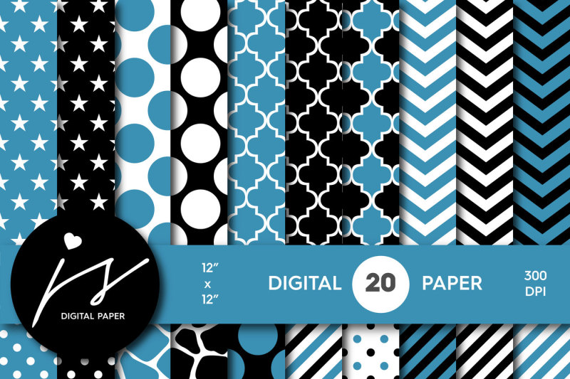 black-and-blue-digital-paper-pa-166