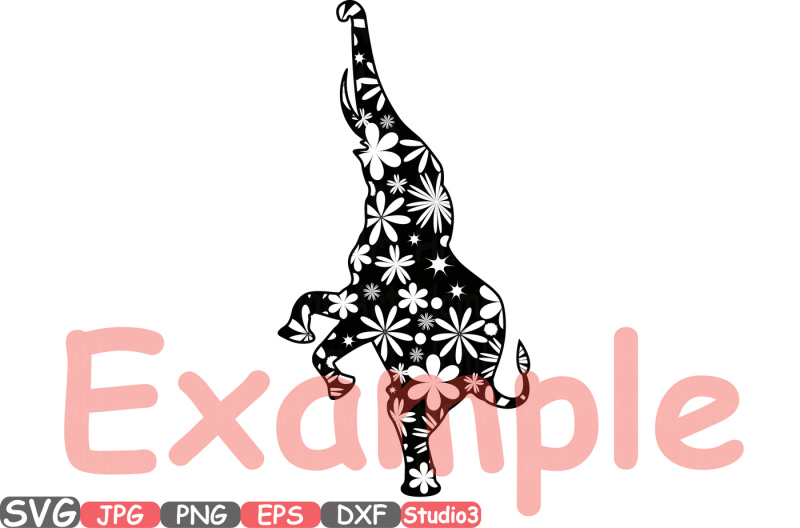 elephant-safari-mascot-flower-monogram-cutting-files-svg-silhouette-family-baby-clipart-cricut-design-studio3-cameo-dxf-jpg-zoo-vector-386s