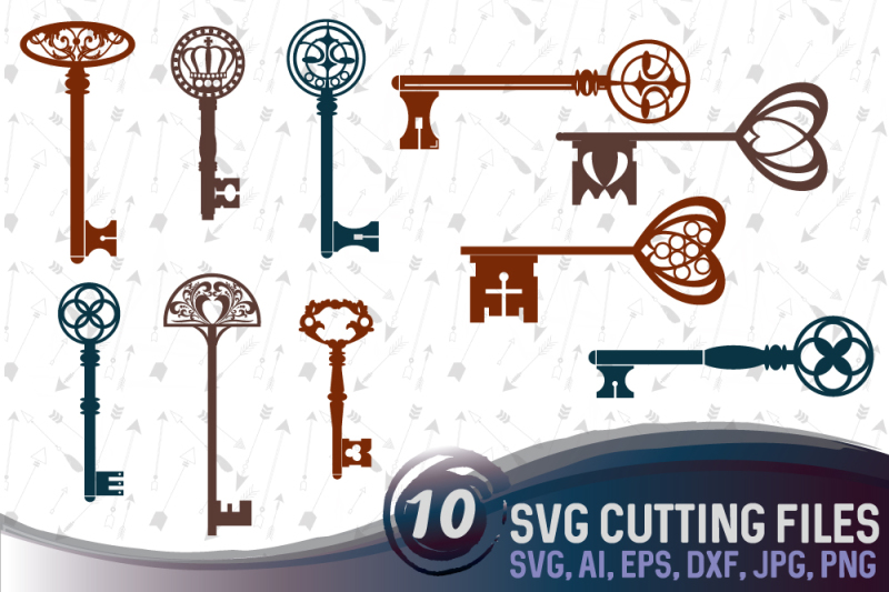 Download 10 vector vintage keys - cutting files, SVG, PNG, JPG, EPS ...