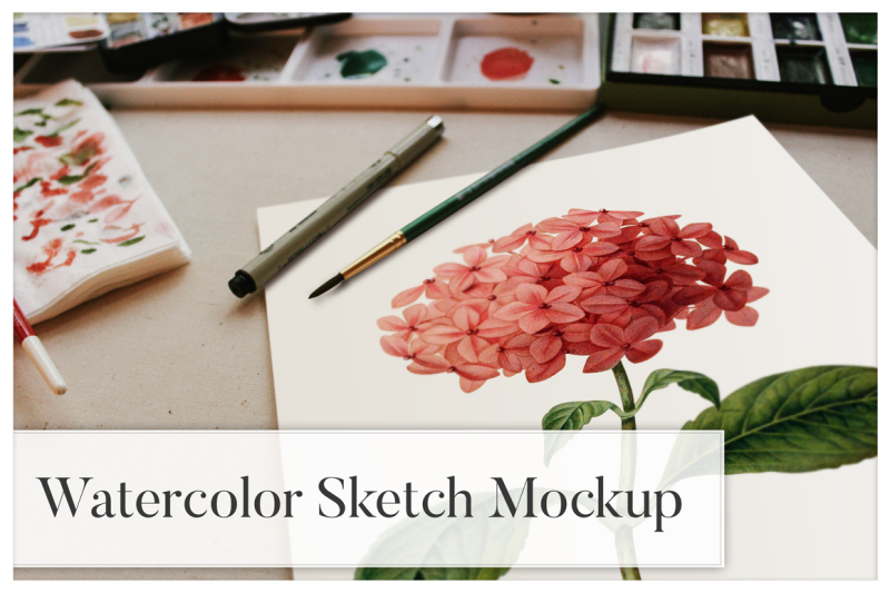 Free Watercolor Sketch Mockup (PSD Mockups)