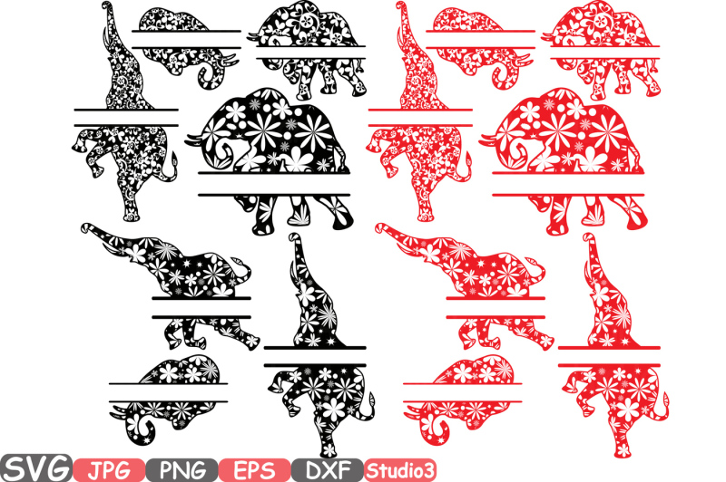 Download Split Elephant Mascot Jungle Animal Safari Flower Monogram ...