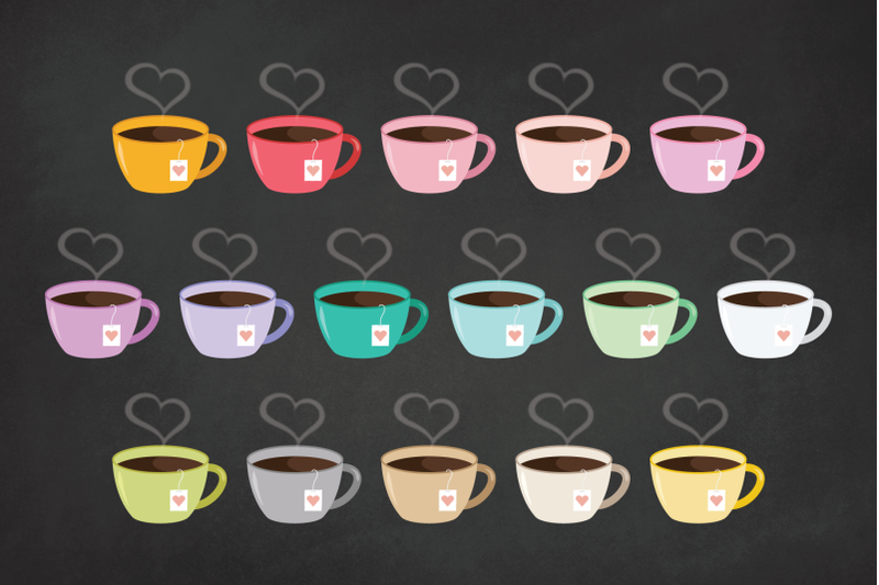 heart-steam-tea-mug-clip-art-set