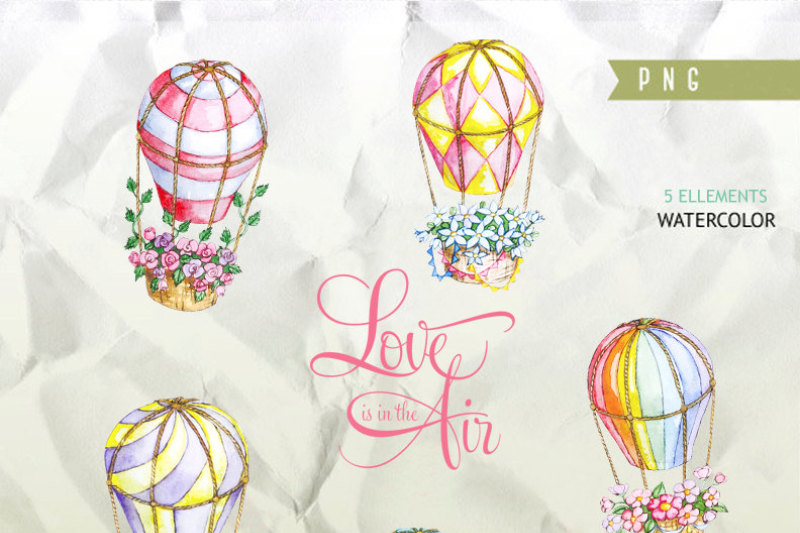 air-balloons-romantic-wedding-digital-watercolor-valentine-love-digital-valentine-background-paper-pack-watercolor-flowers-digital