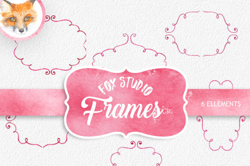 watercolor-cliparts-frames-and-ribbons-pink-green-digital-cliparts-for-branding-and-scrapbooking