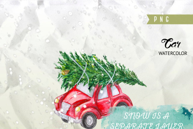 cute-retro-car-with-christmas-tree-hand-painted-watercolor-clipart-snow-separate-layer-new-year-decoration-greeting-card-invitation
