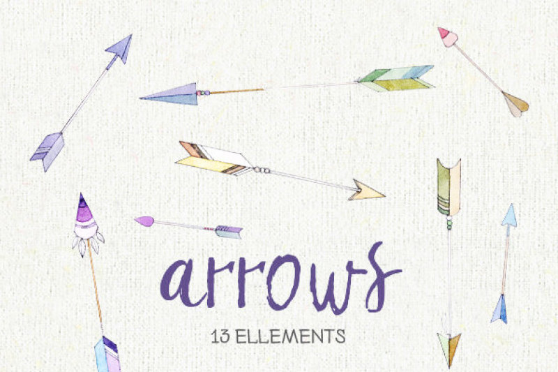 arrow-clipart-painted-watercolor-clipart-hearts-and-arrows-handdraw
