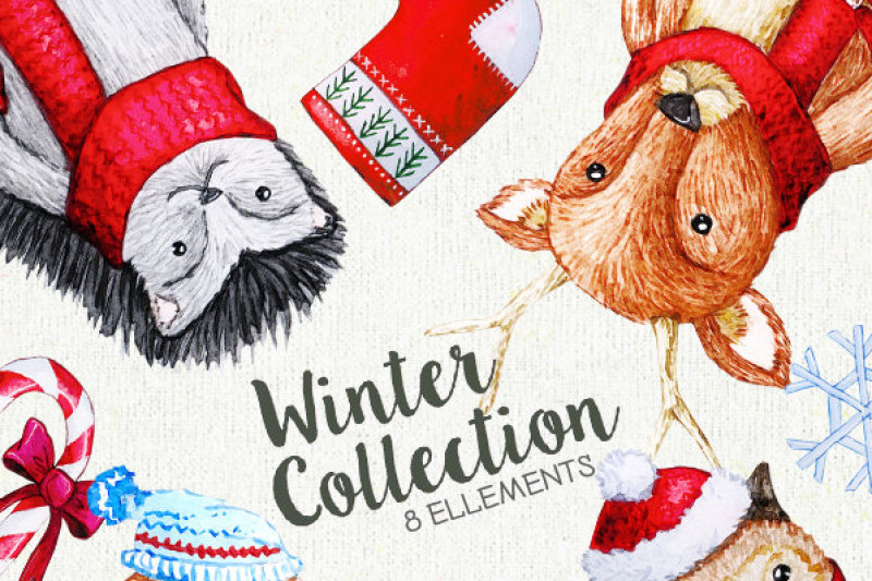 cute-watercolor-characters-clipart-christmas-clipart-instant-download-png-file-300-dpi-owl-bear-deer-hedgehog