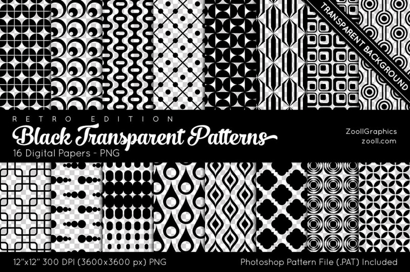black-transparent-retro-patterns-digital-papers