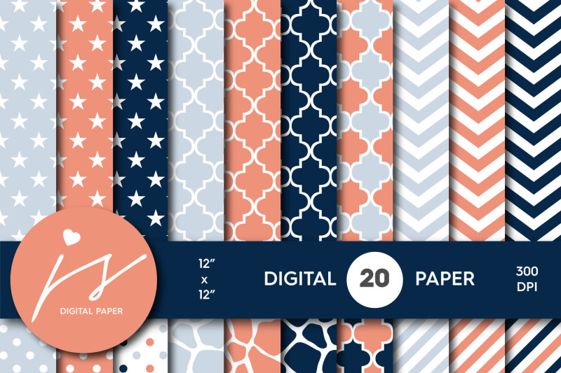 coral-and-navy-blue-digital-paper-bu-61
