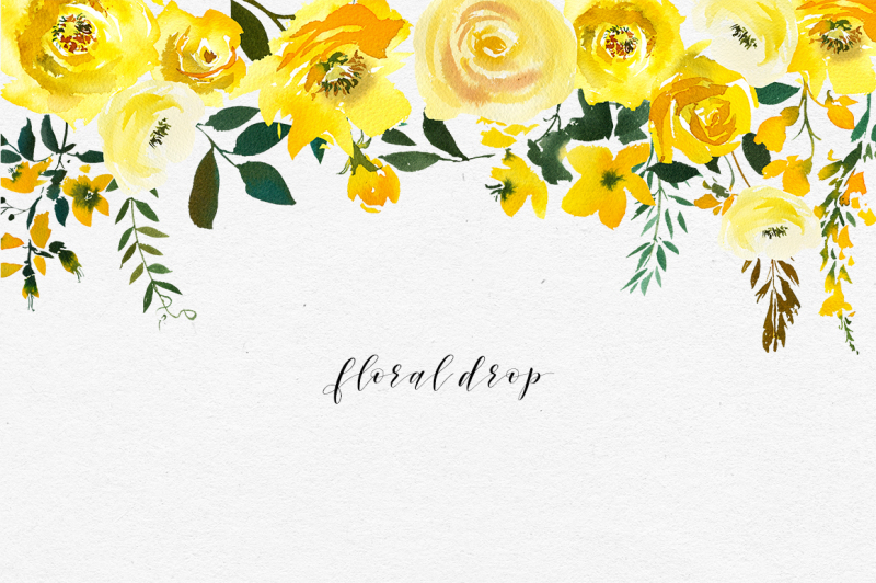 majestic-jaune-yellow-watercolor-flowers-clip-art