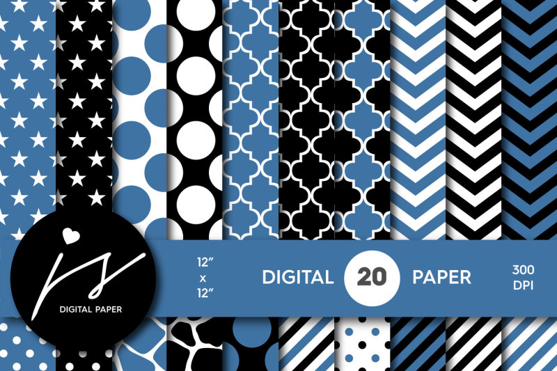 black-and-blue-digital-paper-pa-167