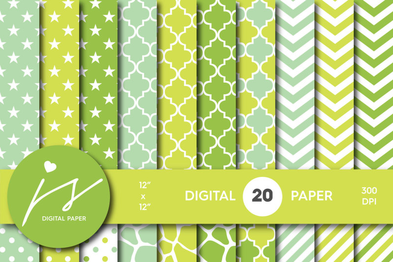 green-digital-paper-with-chevron-stripes-stars-polka-dots-and-safari-patterns-bu-44