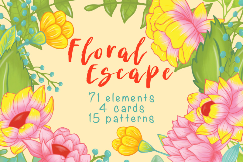 Floral Escape By Sunshine Inspired Designs | TheHungryJPEG.com