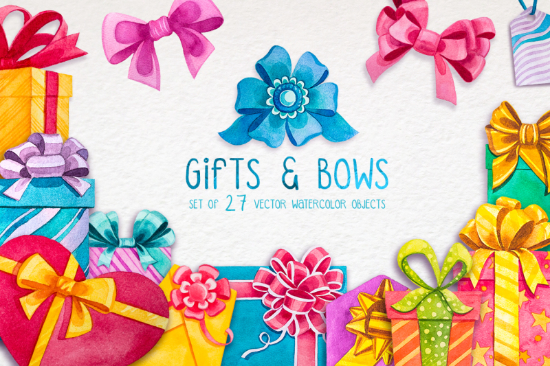 watercolor-gifts-and-bows