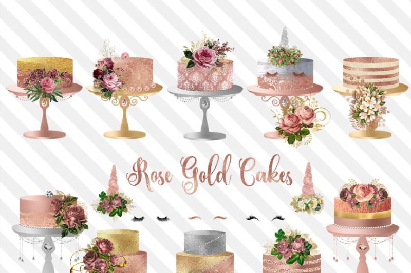 rose-gold-cakes-clipart