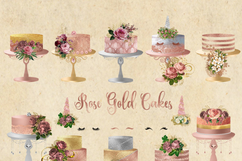 rose-gold-cakes-clipart