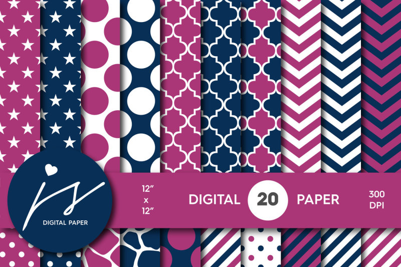navy-blue-and-mulberry-pink-digital-paper-mi-401a