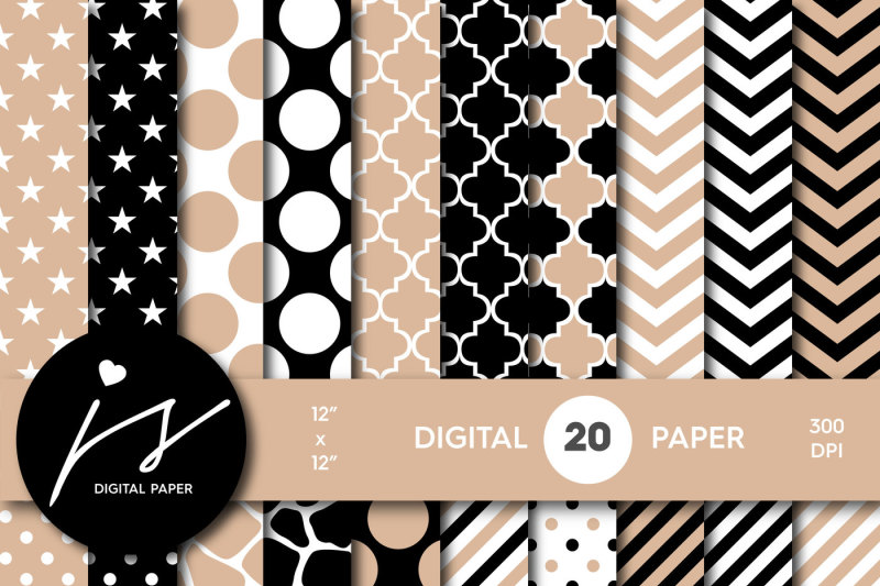 black-and-beige-digital-paper-pa-199