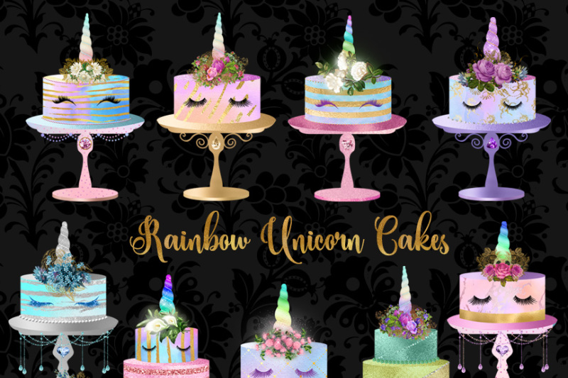 rainbow-unicorn-cakes-clipart