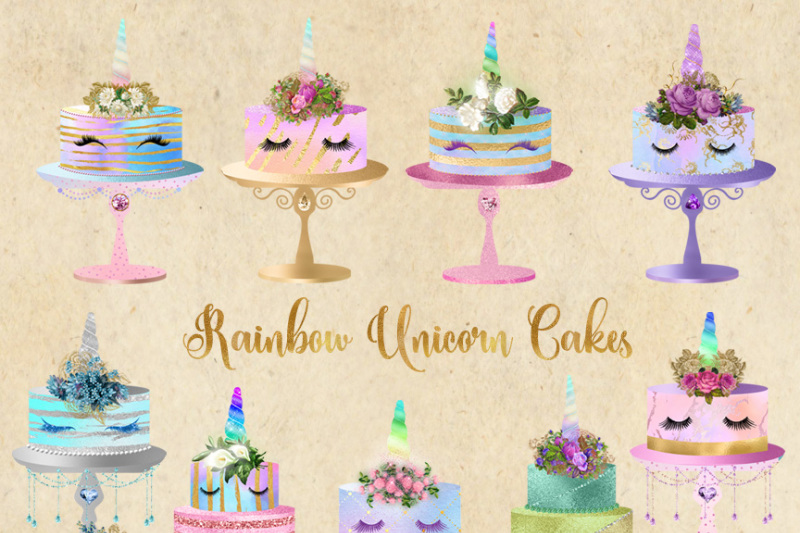 rainbow-unicorn-cakes-clipart