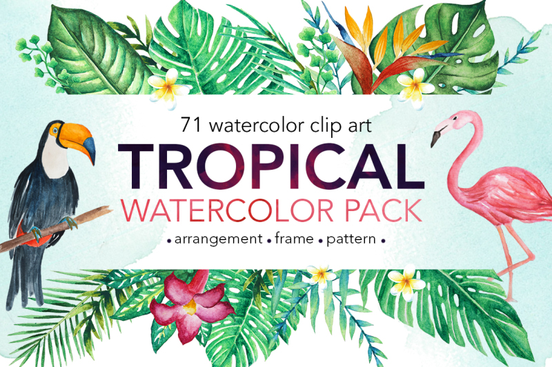 tropical-watercolor-clip-art-pack