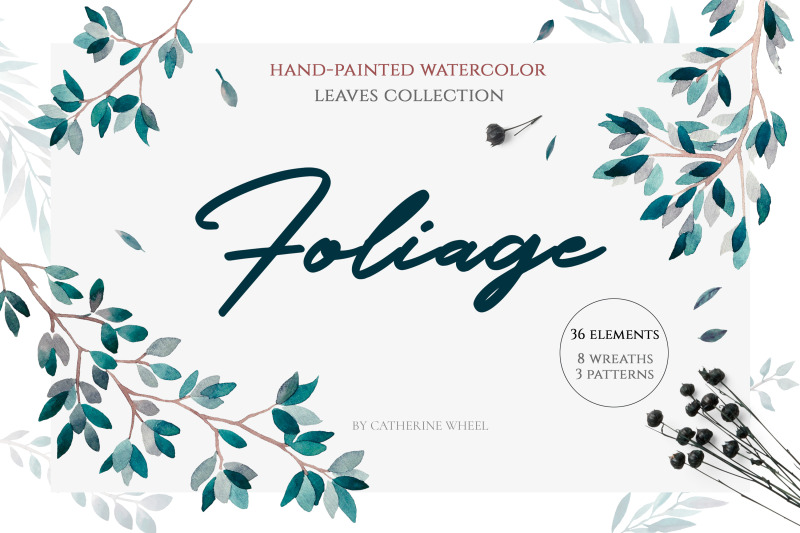 foliage-watercolor-leaves-collection